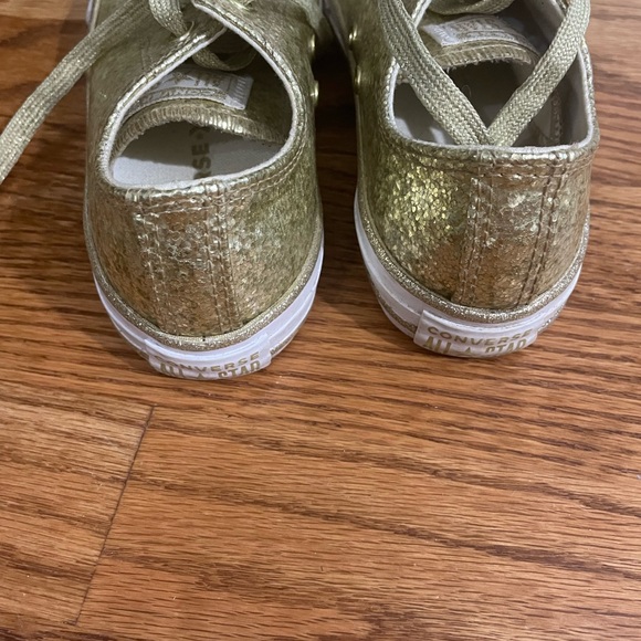 Girls gold glitter sparkle converse all star low tops sz 2 - Picture 4 of 5